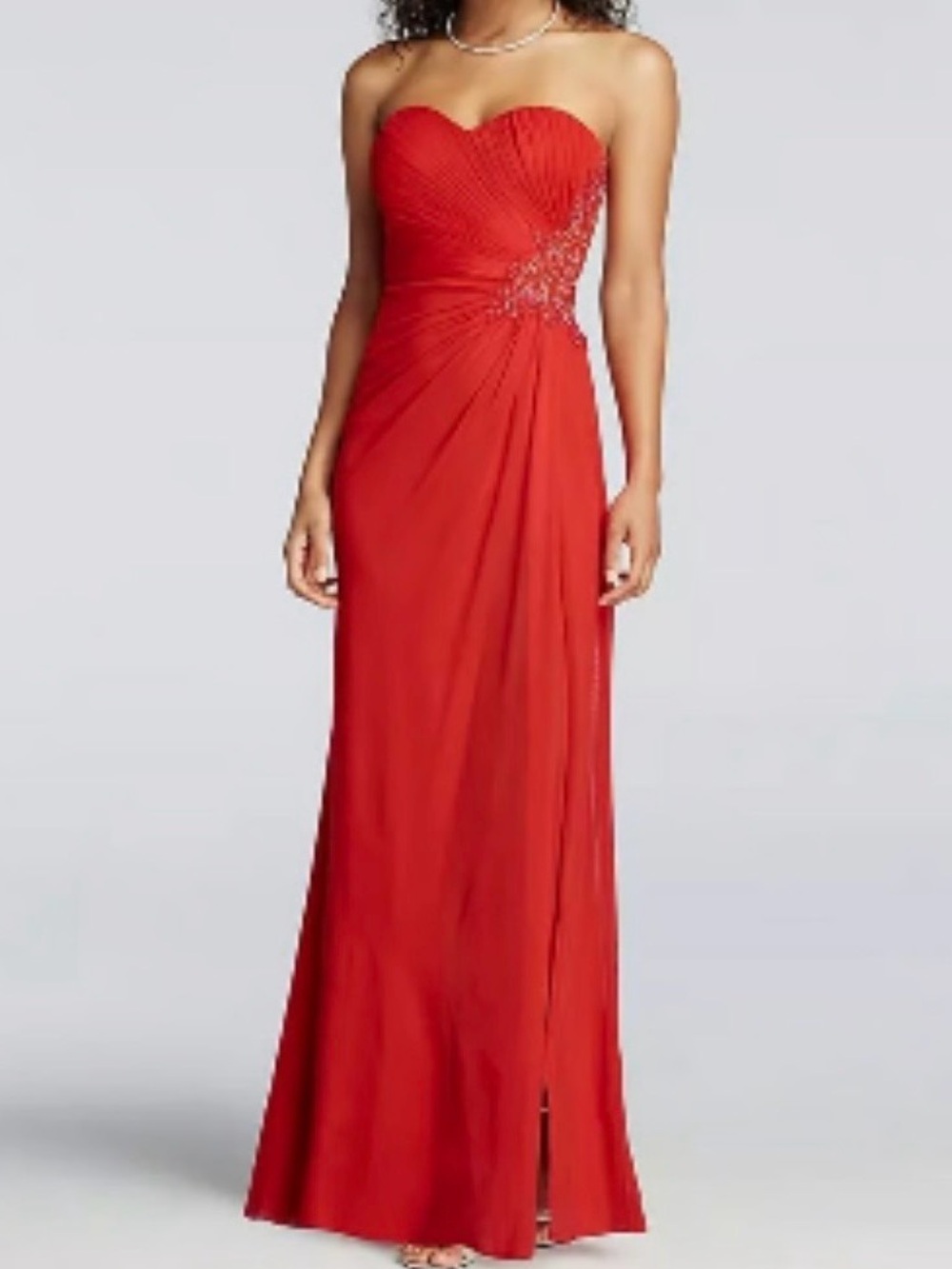 Xscape Red Strapless Embellished Formal Gown